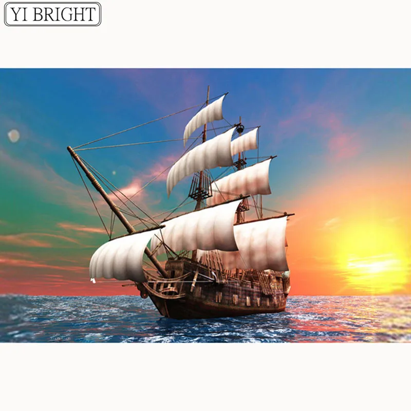 

YIBRIGHT DIY-3D-full-square-Diamond-Painting-Cross-Stitch-Kits-sailing-ship-Diamond-Mosaic-Home-Decor-Diamonds
