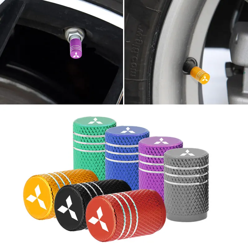 

4pcs Car Wheel Tire Valve Caps Auto Tire Valve Cover Automotive Goods for Mitsubishis Outlander ASX Lancer EX Pajero L200 EVO
