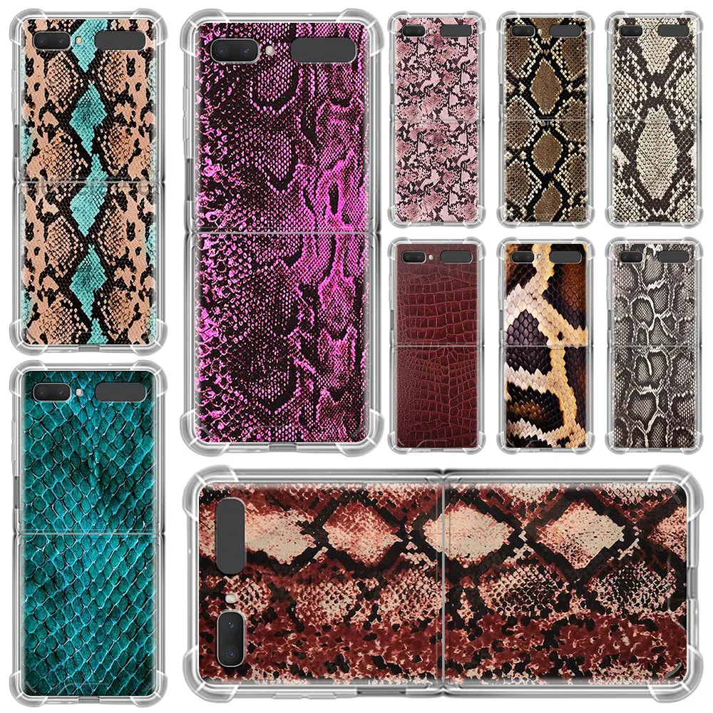 

Pink Leather Snake Capa For Samsung Galaxy Z Flip 3 5G Case Airbag Clear TPU Shockproof Cover Transparent Cell Phone Funda