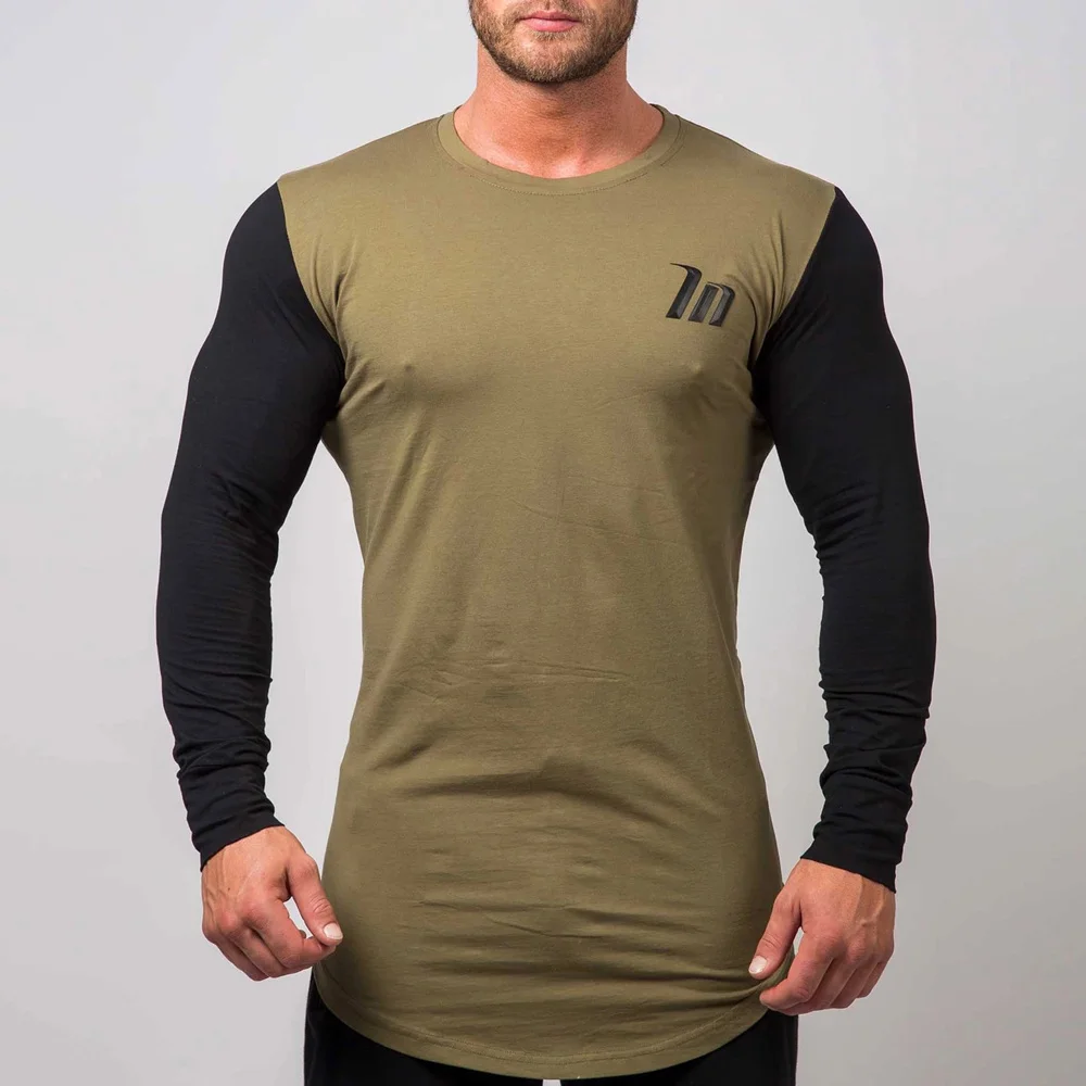 _ Спортивная хлопковая футболка для бега Мужская тренажерного зала и фитнеса в