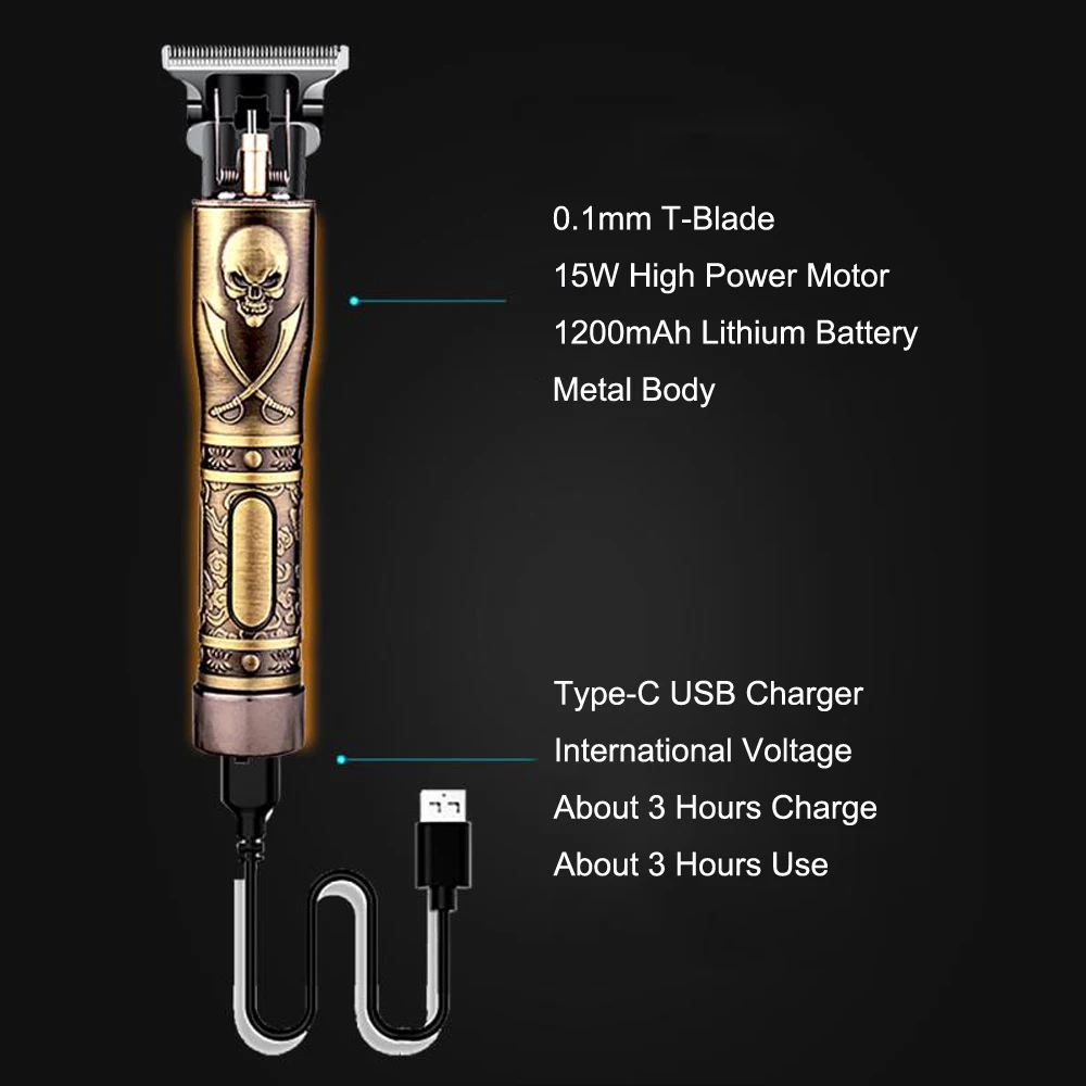 Винтажный беспроводной триммер для волос PULIS профессиональная электрическая