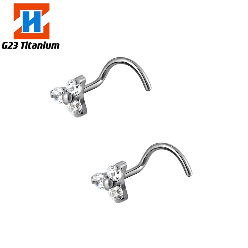 

G23 Titanium Piercing Stud Nose Hoop Round Zircon Punk Lip Helix 20G F136 Titanium Labret Nose Rings Body Perforated Jewelry