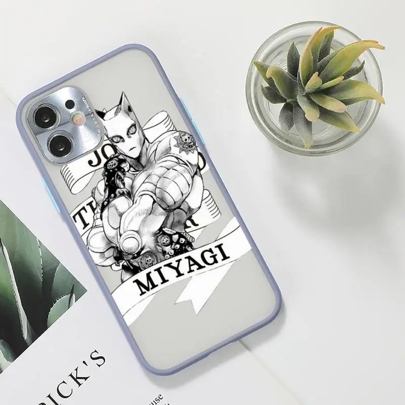 

Anime JoJo Killer Queen Phone Case For iPhone 12 11 Mini Pro XR XS Max 7 8 Plus X Matte transparent Gray Back Cover