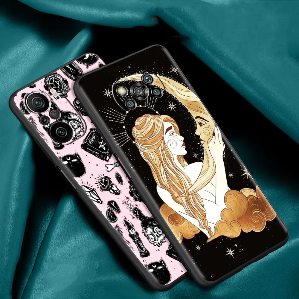 luxury case for xiaomi poco x3 nfc m3 pocophone f1 f3 gt redmi k40 for mi 10t pro soft phone cover magic moon tarot pattern capa free global shipping