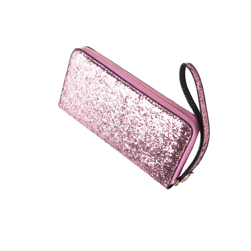

Fashion Cool Sequin Women Wallet Long Hand Wallet Glossy Leather Purse Credit Card Storage Bag Zipper Glitter Party Storage Bag