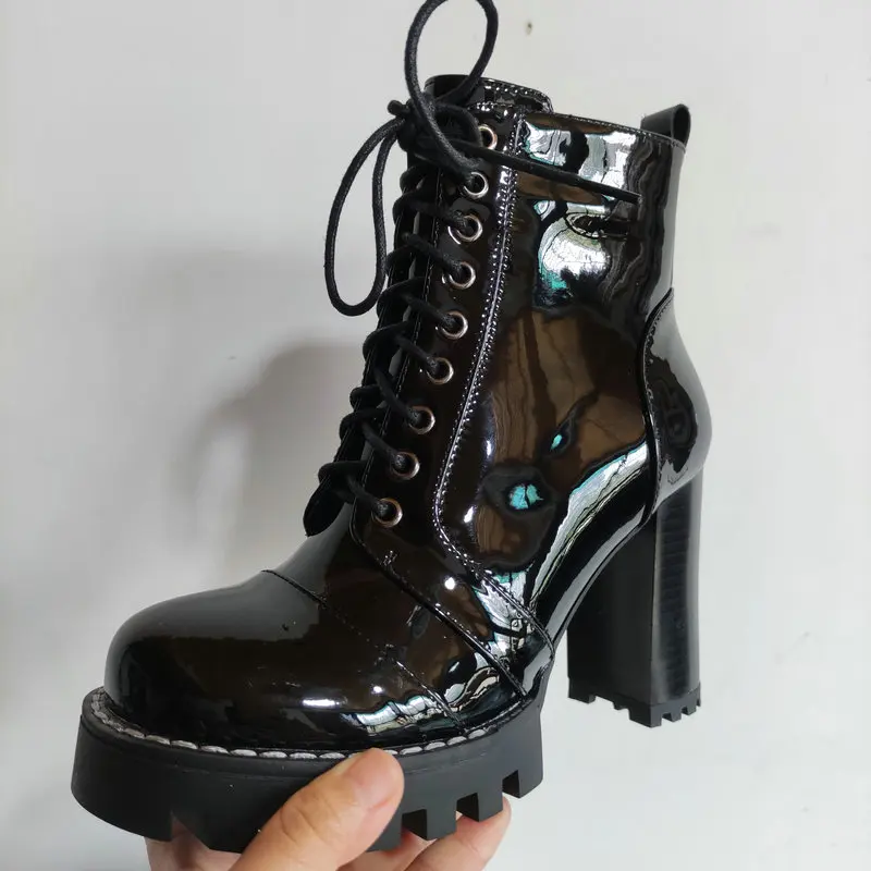 Женские ботильоны из лакированной кожи Осень зима|Женские полусапожки| |