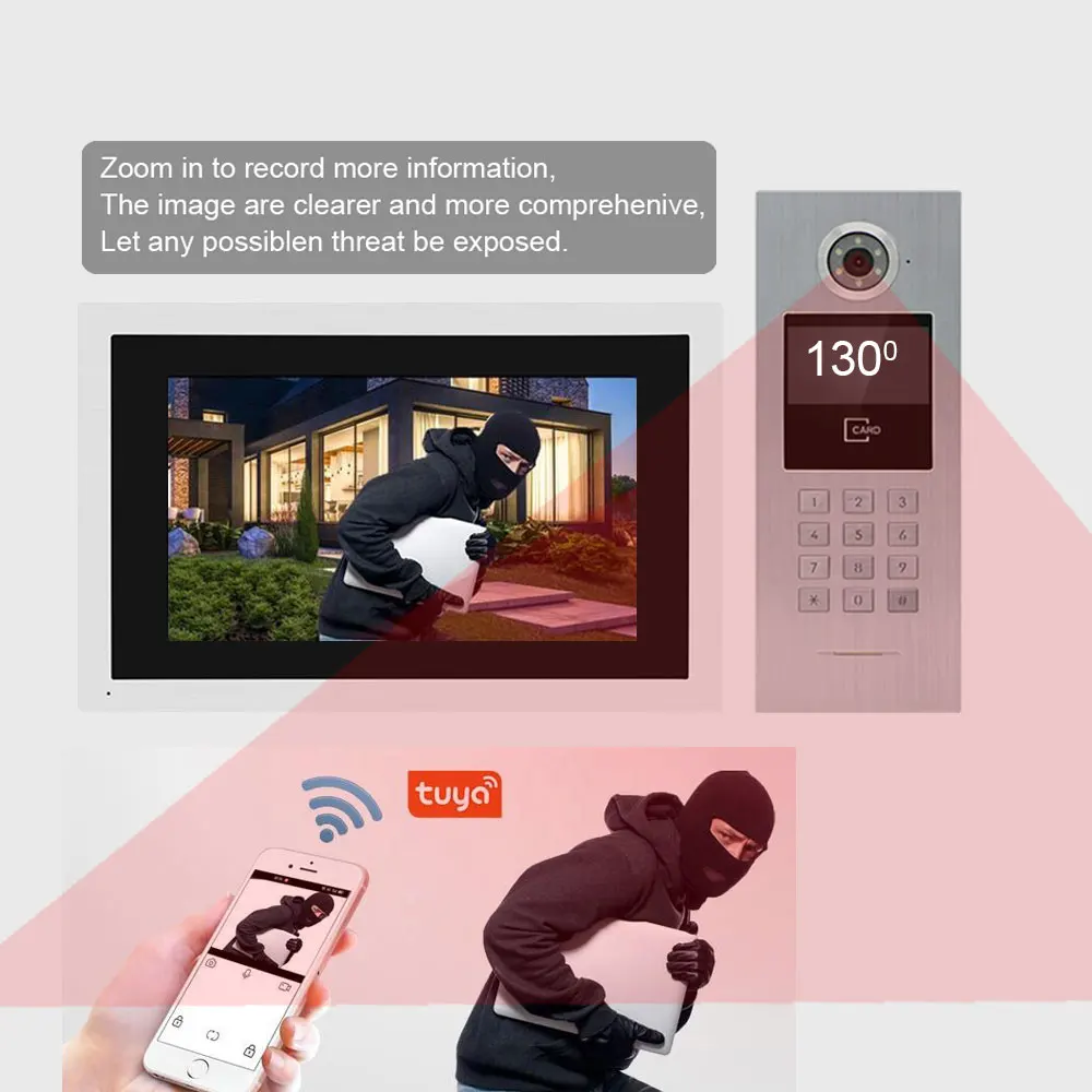 10-дюймовый монитор IP-видеодомофон Wi-Fi видеодомофон для многосемейных домов с