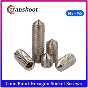 50 шт., винты DIN914 M3 M4 M5 из нержавеющей стали 304, конусные шестигранные винты с шестигранной головкой