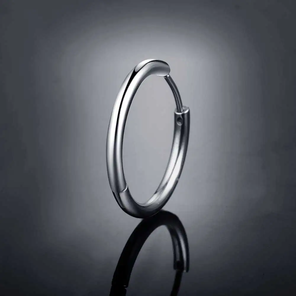 

AAAAA Quality 100% Stainless Steel 2.5mm 8-20mm Men Earring Punk Fashion Clip Eearrings for Men Lady Unisex Wholesale