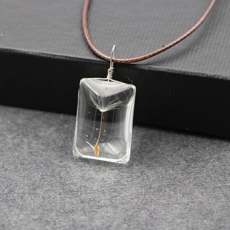 Женское ожерелье с одуванчиком Очаровательная подвеска сушеным цветком