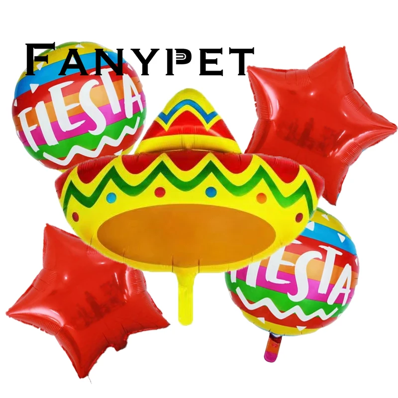 

5pcs Hat Fiesta Foil balloons Mexico avocado Air balloon for Happy Birthday Party Baby Shower Fiesta Party Decorations globos