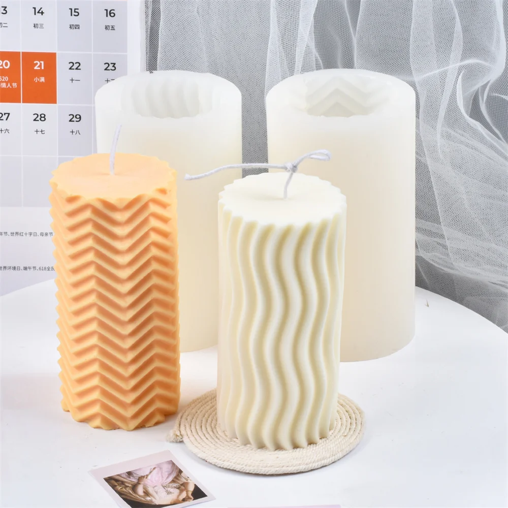Креативная форма в виде шерстяного цилиндра для свечей силиконовая волна