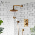 Настенный смеситель Водопад для ванной комнаты, скрытый античный кран, черная Душевая система, кран для ванны