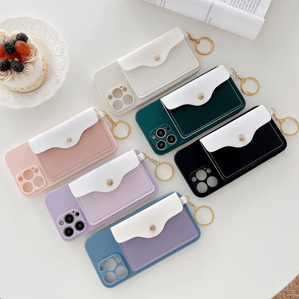 

Lanyard Leather Wallet Phone Case For iPhone 13 11 12 Pro Max Handbag Card Bag SE2 XR X XS Max 8 7 Plus Soft Silicone Back Cover