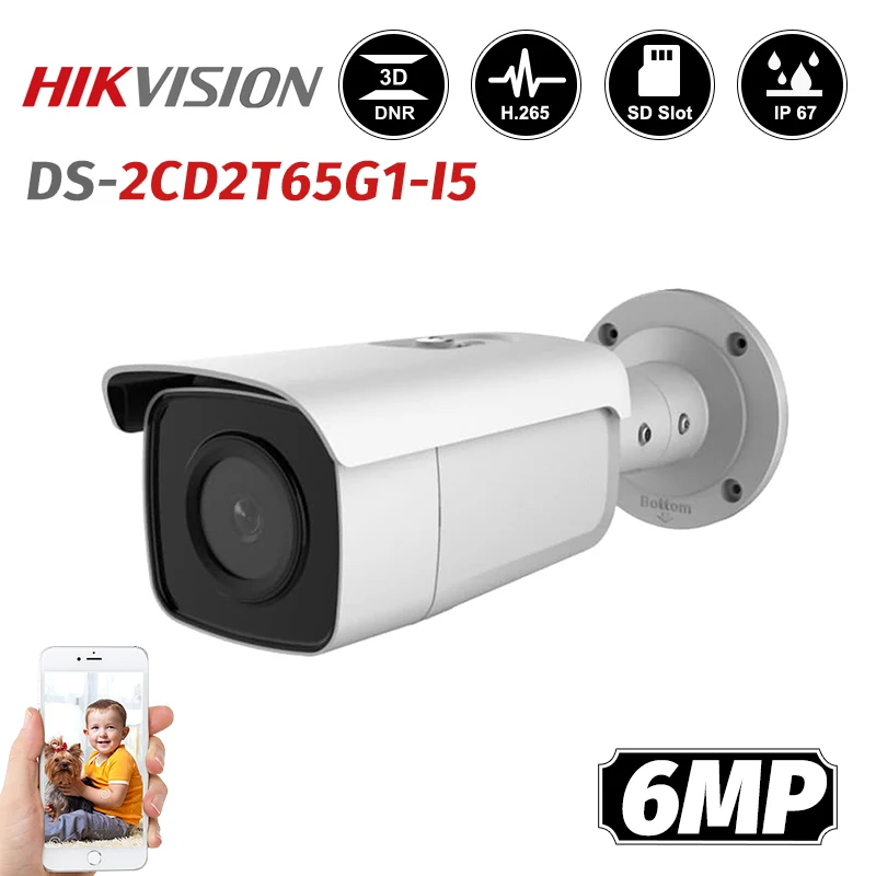 

Hikvision DS-2CD2T65G1-I5 6MP POE IP Camera Darkfigher Bullet Network CCTV Surveillance Camera IP67 H.265+ P2P