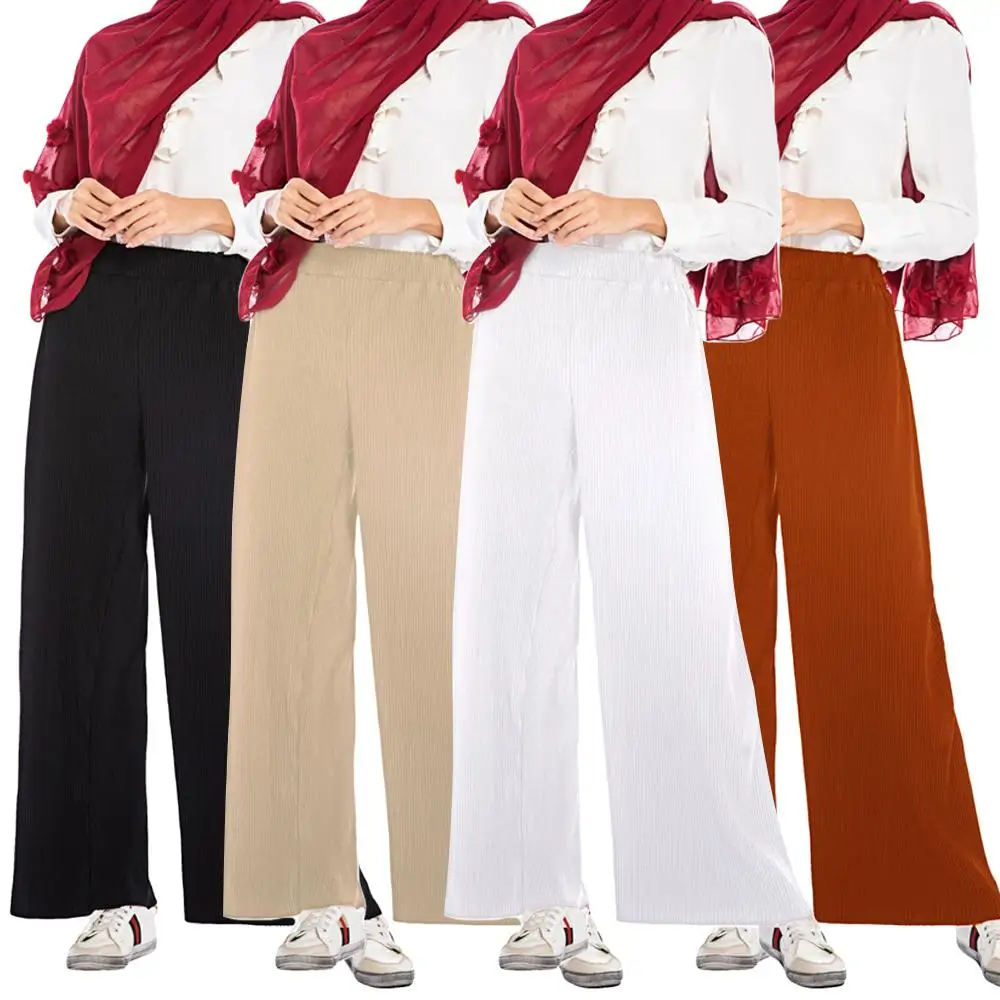 Женские Эластичные плиссированные широкие брюки палаццо леггинсы Мешковатые