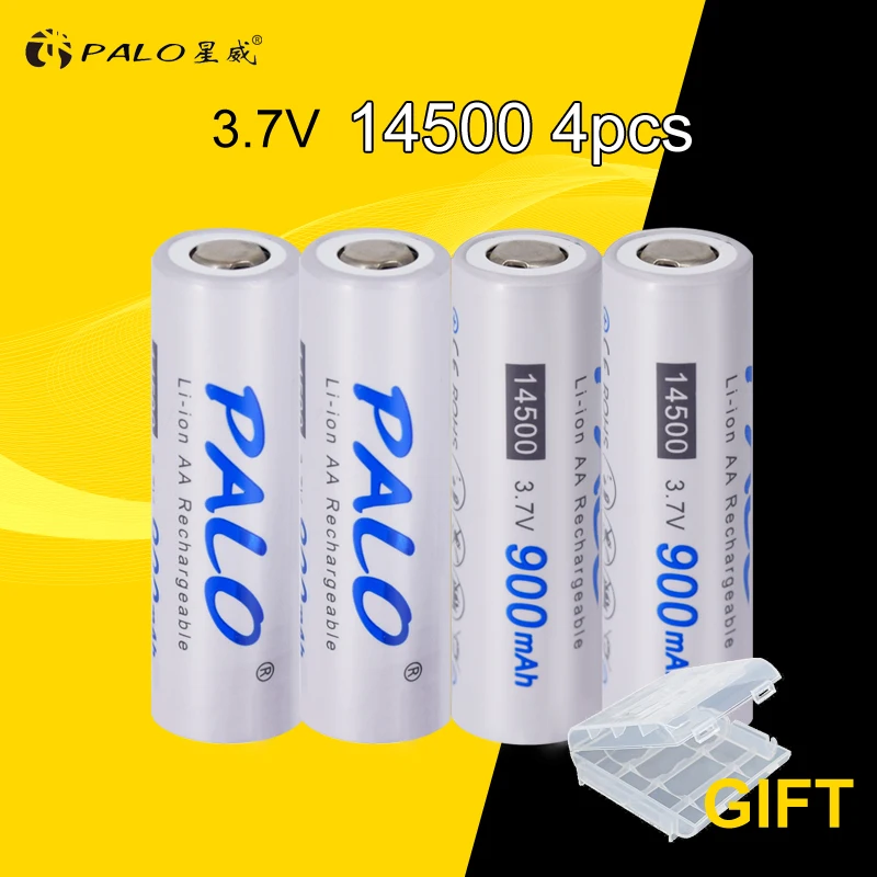 PALO 14500 батарея 3 7 V литий ионная AA аккумуляторная защищена с чехол батареи v