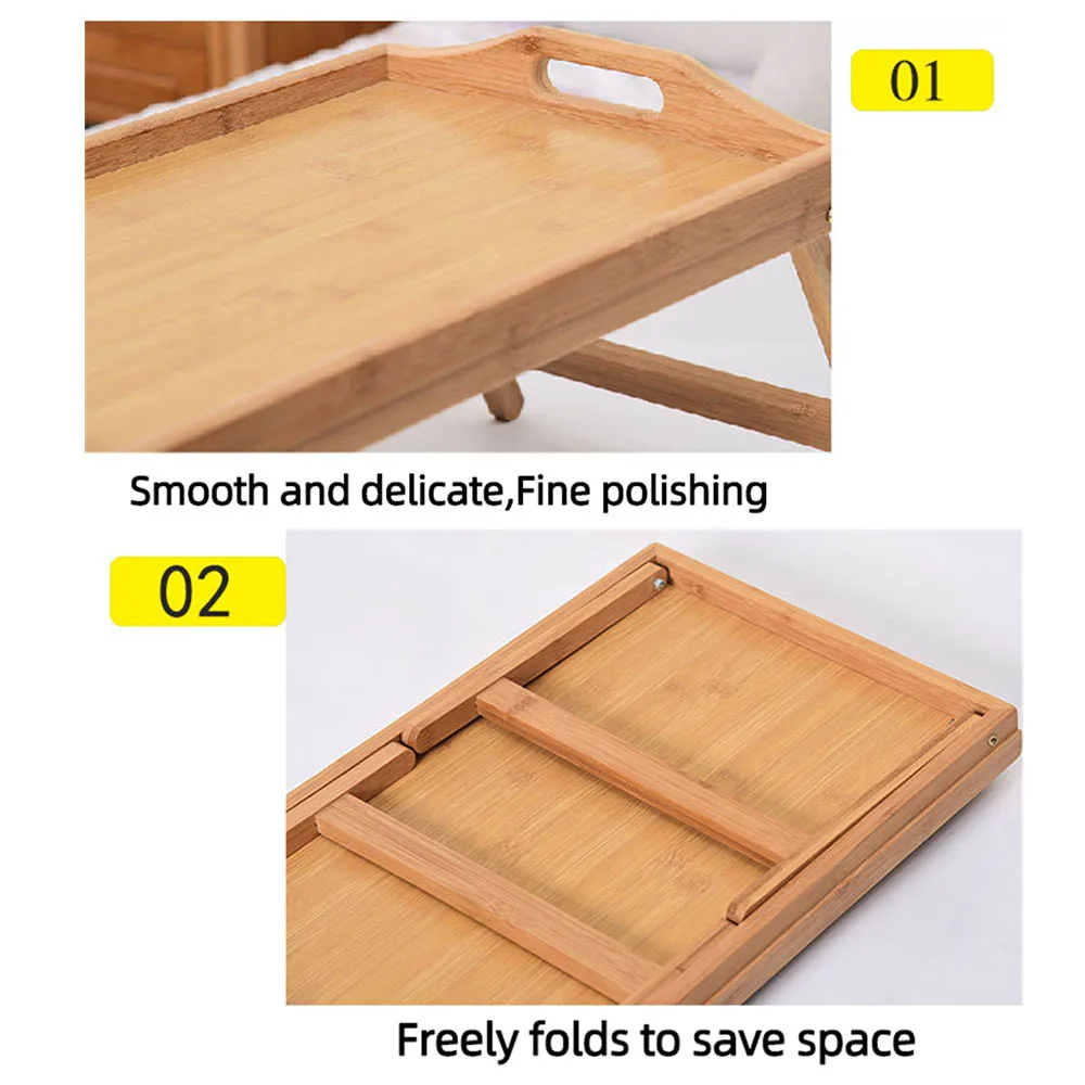 

Adjustable Folding Tea Table Laptop Bed Desk Bamboo Rack Shelf Dormitory Bed Lap Desk Portable Book Reading Tray Stand Table