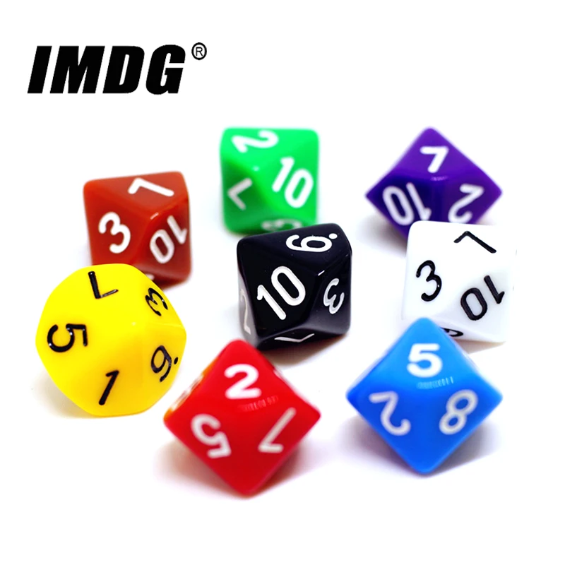 10 шт. упак. D10 кубики (1 10) акриловая игра DND высококачественные из бутика цветные