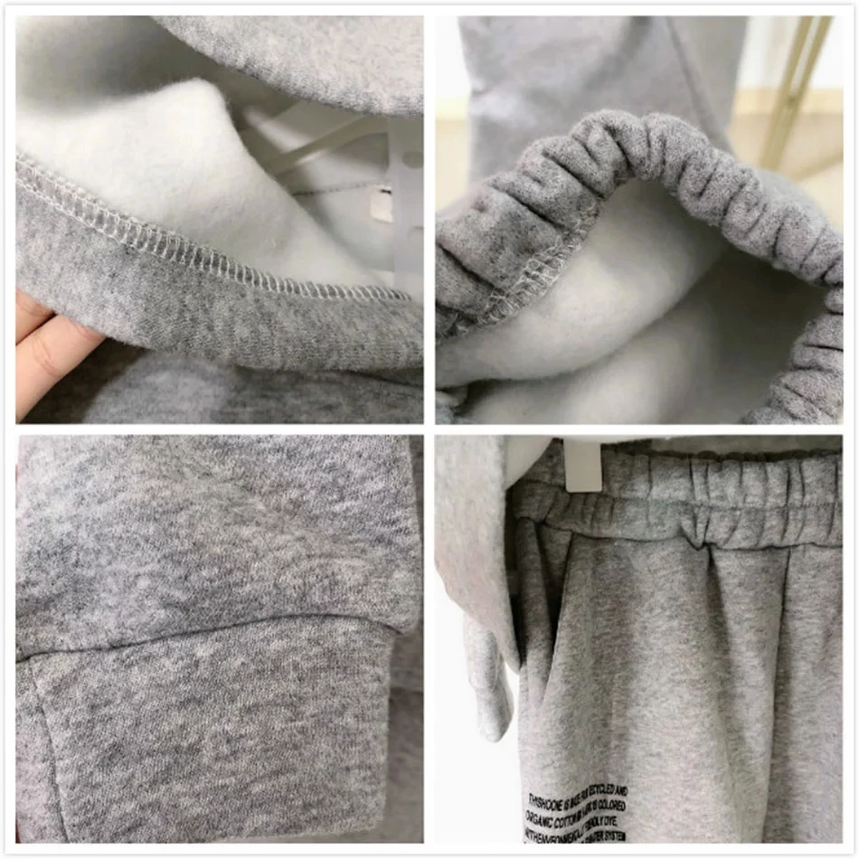 

High Quality Spring 2021 Women'S Fleece Letter Casual Sports Set Sexy Hooded Sweatshirt And Pants Loose 2 Two-Piece Suit