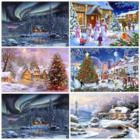 diy 5d diamond painting christmas tree full round diamond embroidery winter snow landscape home decor mosaic sticker art gift