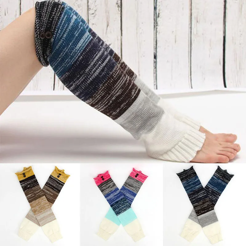 

1 Pcs Fashion Leg Warmers Women Warm Knee High Winter Knit Multicolor Crochet Leg Warmer Warm Boot Cuffs Beenwarmers Long Socks