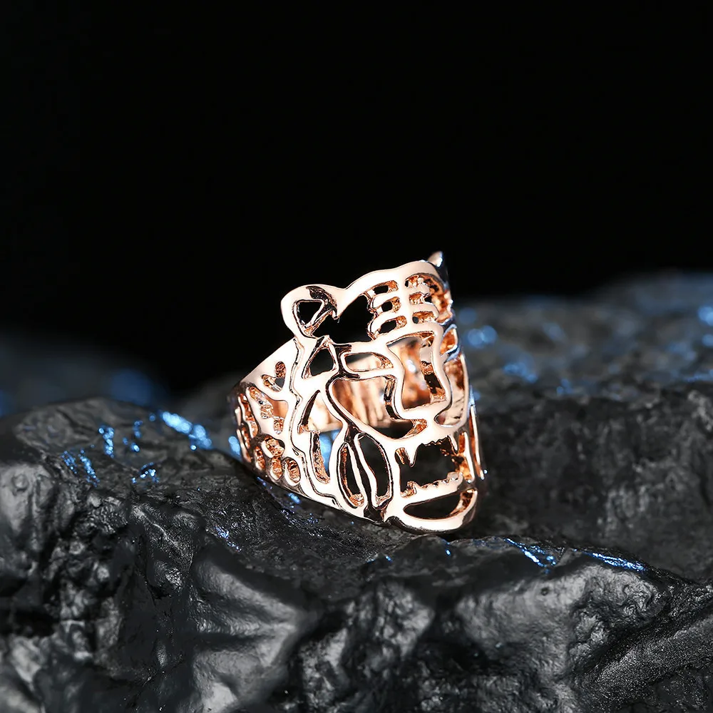 Кольцо с крупным тигром для женщин и мужчин ювелирное изделие цвета розового