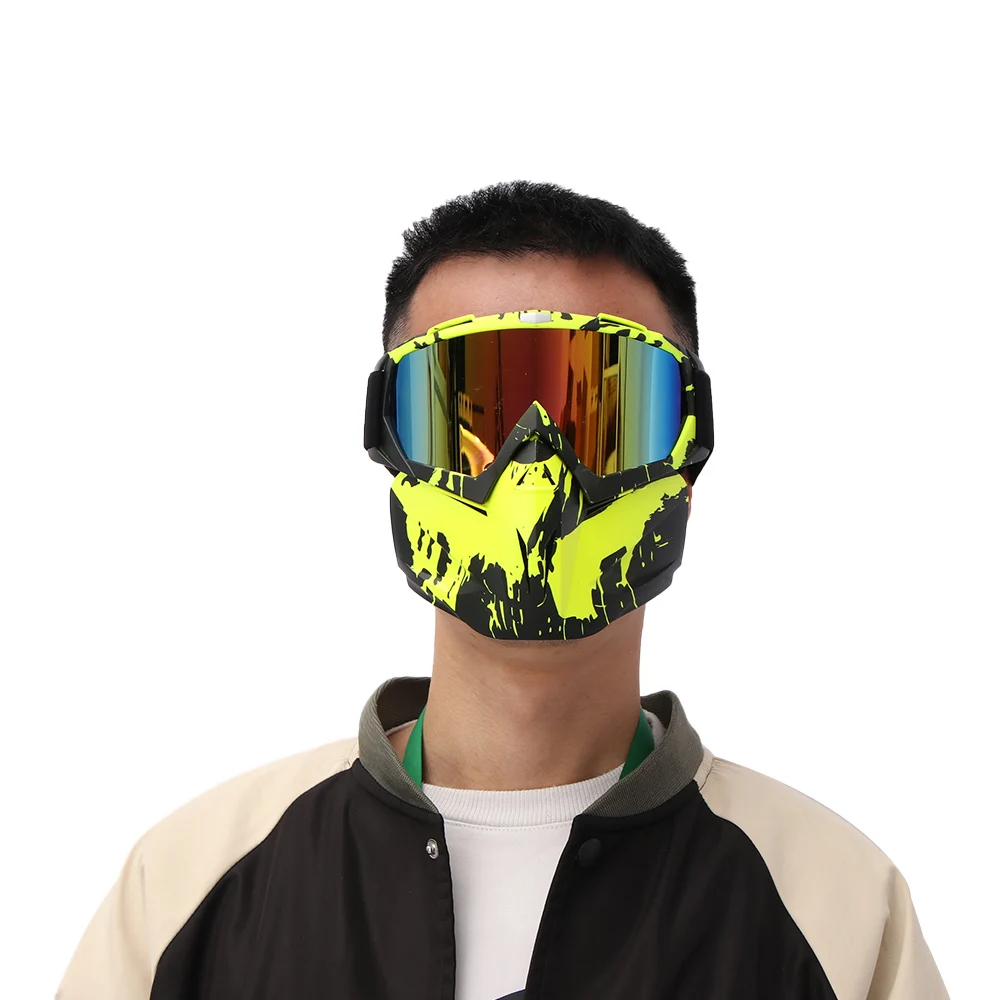 

Windproof Ski Mask Goggles Retro Off-Road Mask Goggle Detachable Goggles Mouth Filter
