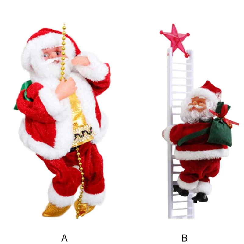 

Fun Electric Climbing Ladder Santa Claus Christmas Figurine Ornament Xmas Party DIY Crafts Festival Navidad 2020 Gift For Kids