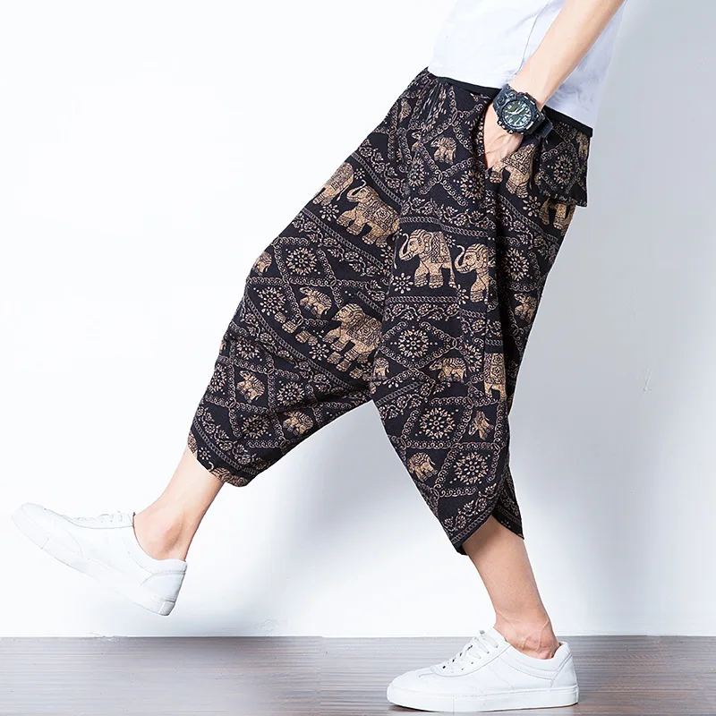 

Chinese Style Summer New Jogger Pants Men Cotton Twist Radish Pants Cropped Bloomers Plus Size Men Casual Sports Harem Pants