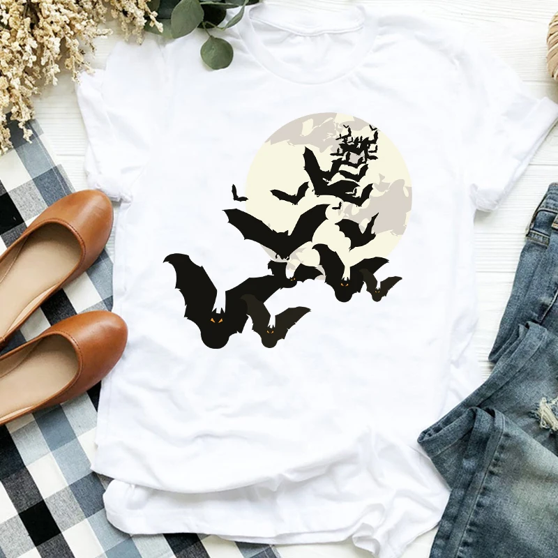 

Футболка женская с графическим принтом, рубашка с принтом Хэллоуина, с надписью «паук-паук», милая одежда на осень
