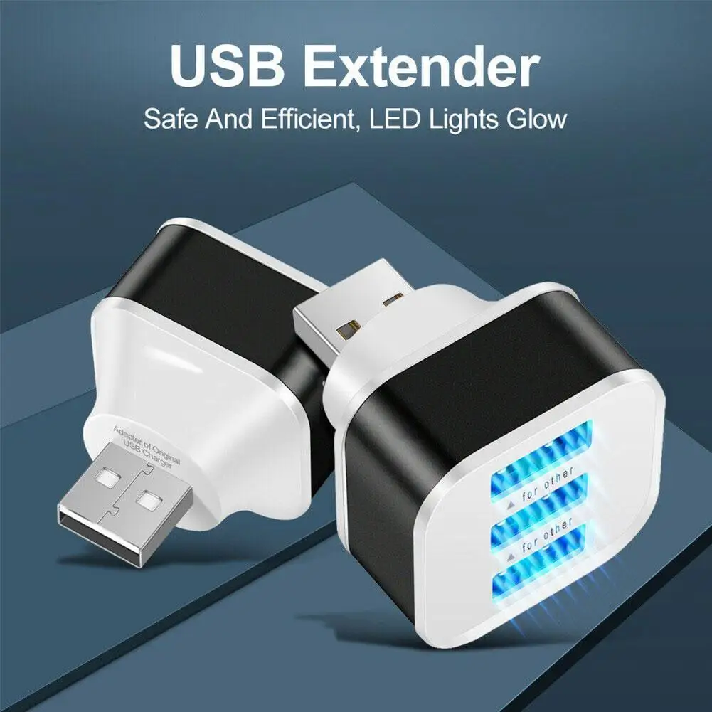 

High Speed 3 Ports Portable USB2.0 HUB Aluminium Alloy Splitter Phone Adapters Rotatable ABS Plug N5Y4