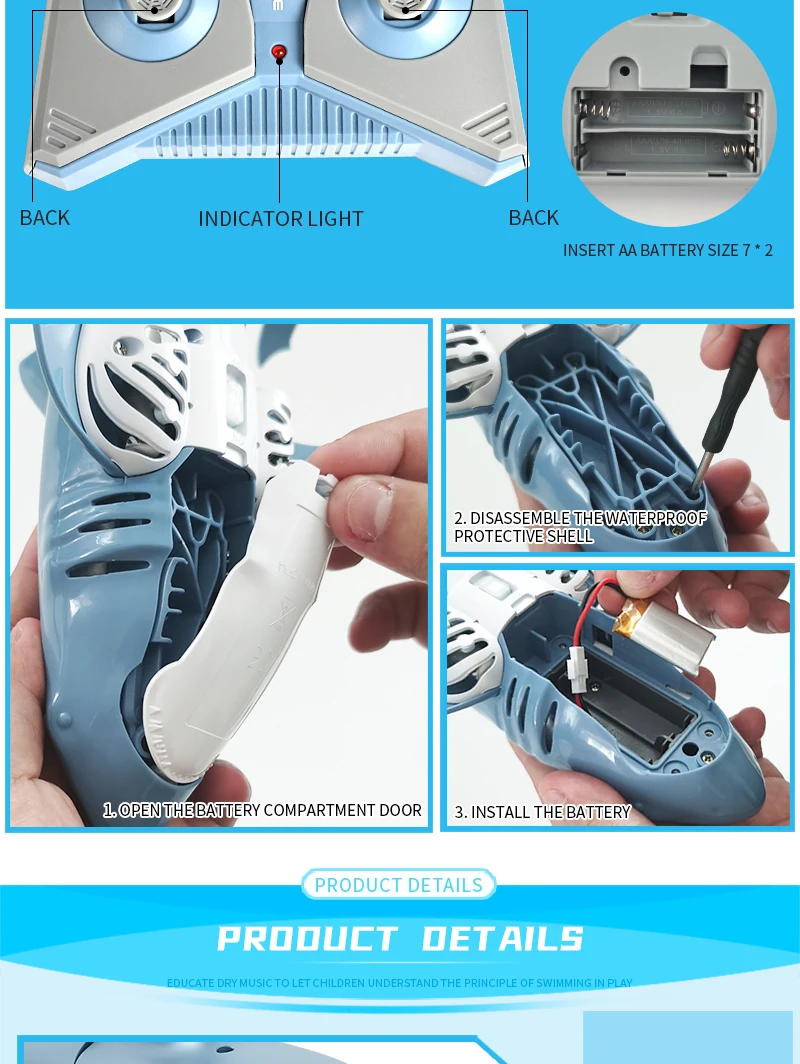 Суперрадиоуправляемая Акула прочная рыболовная лодка 4 канала подводная