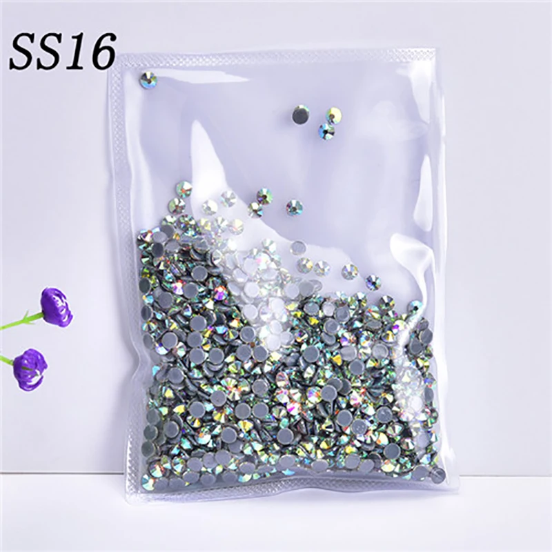 AAAAA стекло дизайн ногтей термостразы кристалл AB камень приклеенные железные