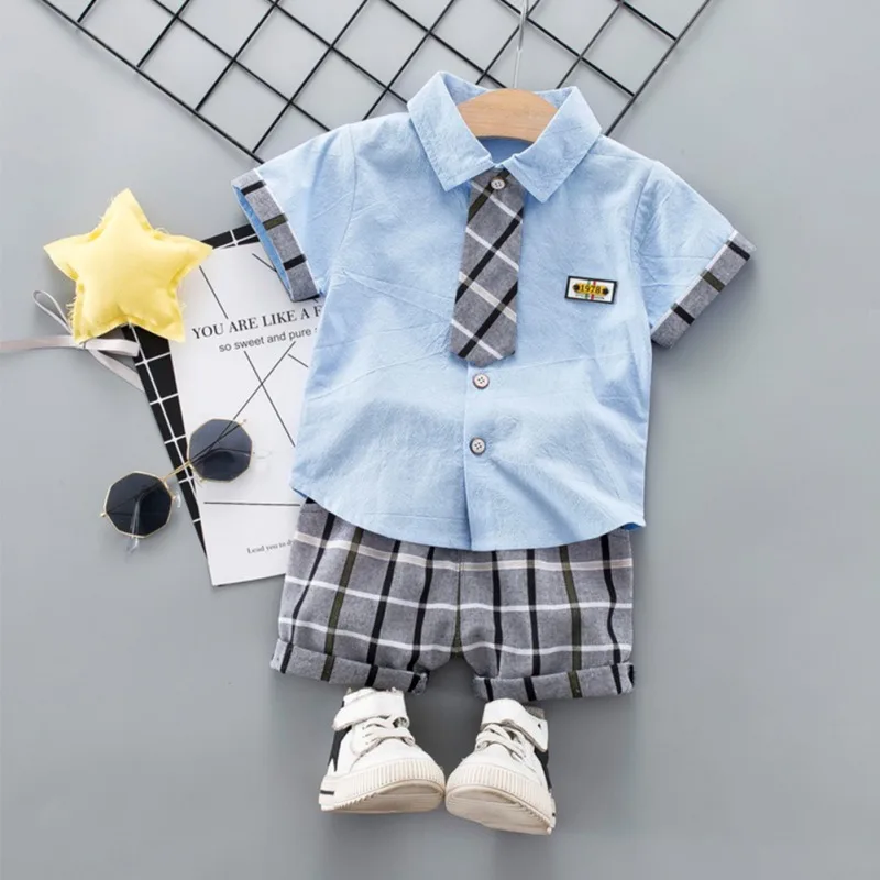 Одежда для маленьких мальчиков джентльменская одежда с галстуком футболка топы