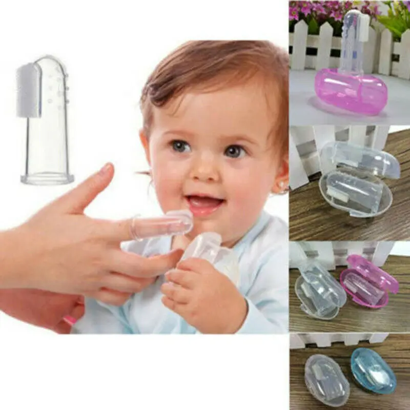 Pudcoco Soft Finger Toothbrush Infant Oral Dental Teeth Cleaning Care Hygiene Brushes Silicone Transparent Toothbrushes with Box | Мать и