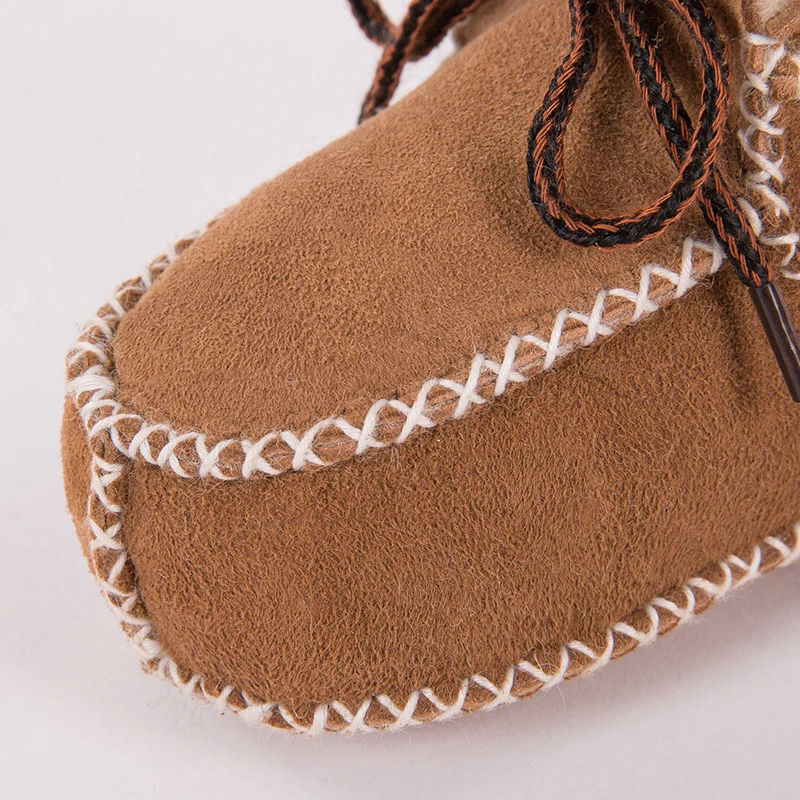 first walker shoe winter Baby Boots Genuine Leather Wool fur toddler girls soft Moccasins shoes plush Sheepskin Baby Boy booties images - 6