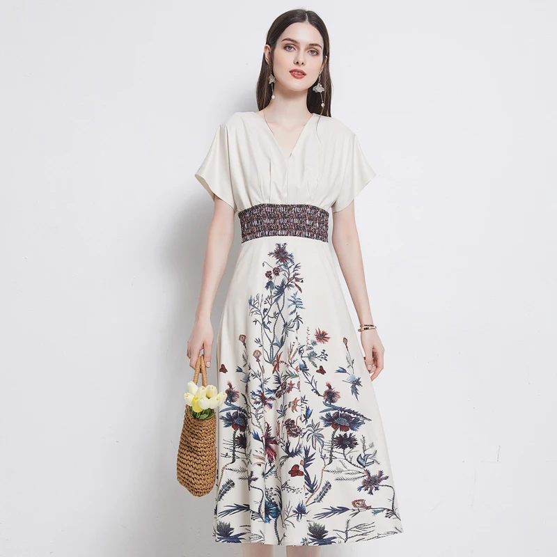 

WTIANYUW 2021 Summer Designer Runway Floral A Line Midi Long Party Dresses High Waist Summer Fashion Vintage Elbise Clothes Traf