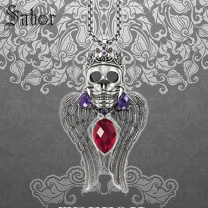 Звено цепи ожерелье Череп Король Мода Серебряный цвет ювелирные изделия
