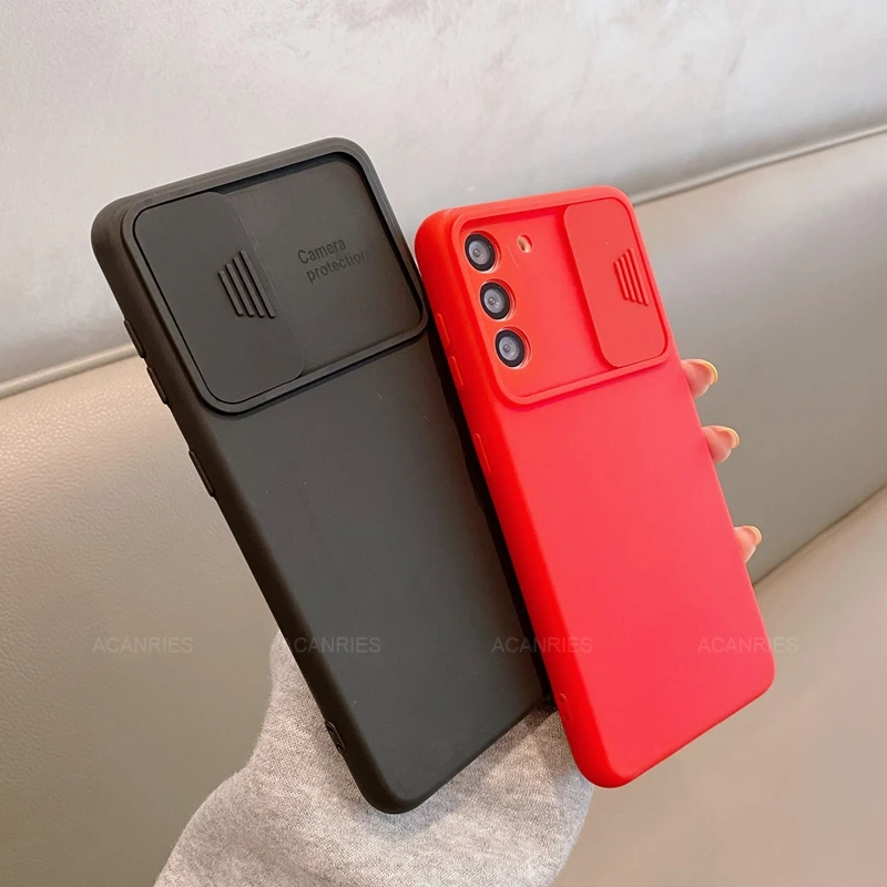 Sliding Protect Camera Phone Case For Samsung Galaxy S20 Fe S20fe S21 5G S 21 S21fe Liquid Silicone Cover