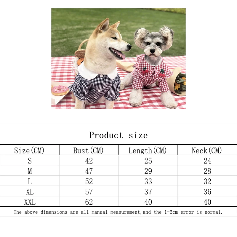 

Pet Clothes Puppy Clothes Checkered Shirts Summer Thin Corgi Shiba Inu Teddy Schnauzer Chihuahua French Bulldog S-XXL
