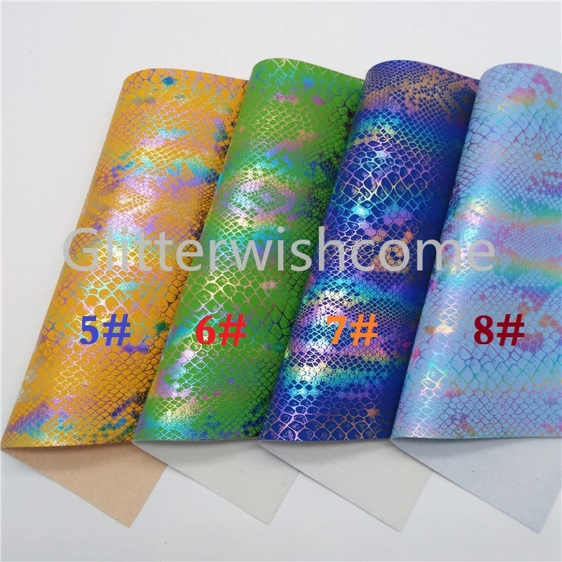 Винил Glitterwishcome размера A4 21 х29 см для бантов радужная металлическая змеиная кожа