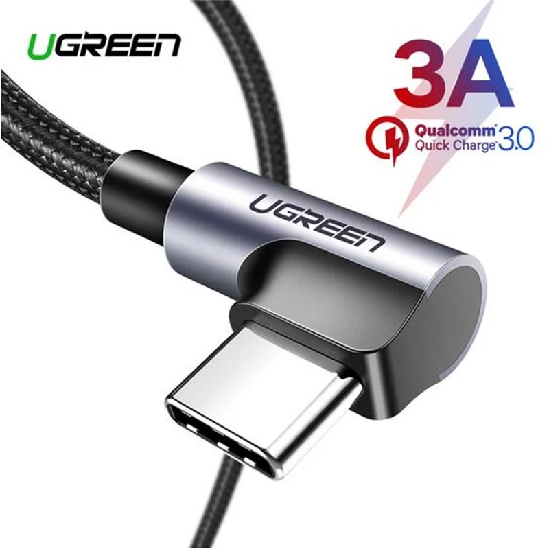 Ugreen 90 градусов usb type c кабель передачи данных для быстрой зарядки зарядное устройство для samsung s9 s8 huawei xiaomi9 usb c кабель короткий 2 м Android