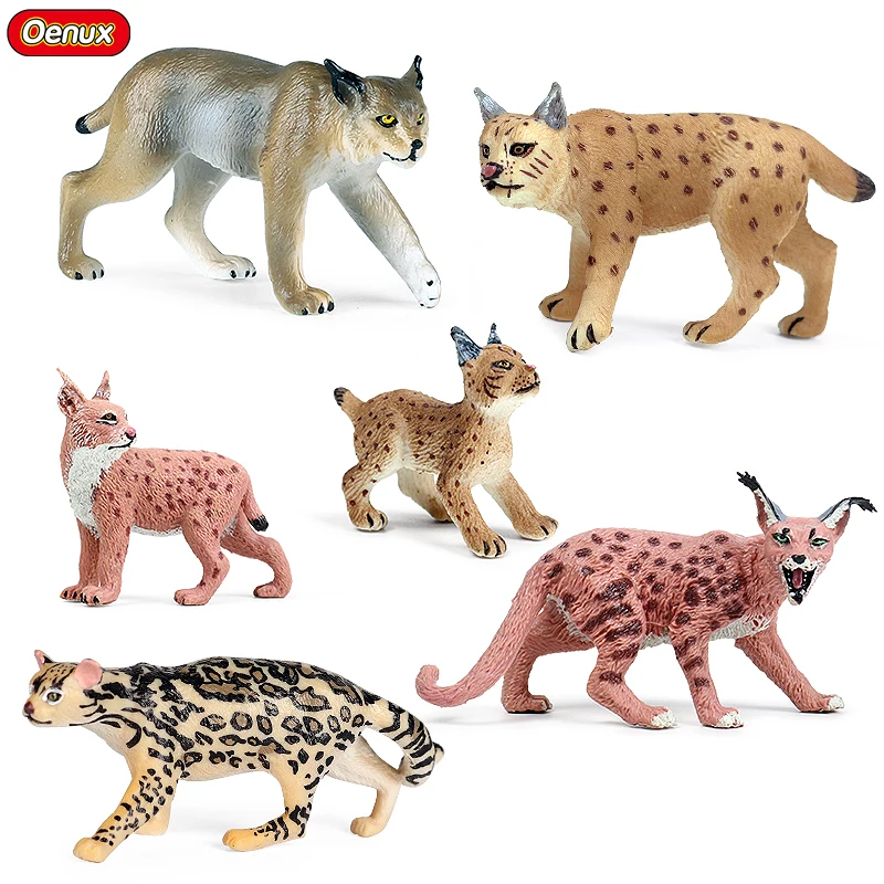 

Oneux Wild Forest Animals Model Toys Set Simulation Plastic Tiger Cat Lynx Caracal Action Figure Figurine Christmas Gift for Kid