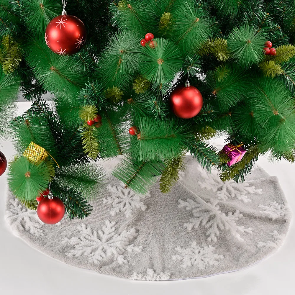 

Three-color Christmas Tree Decoration Snowflake Print Tree Skirt Christmas Party New Year Decoration Plush Snowflake Tree Skirt