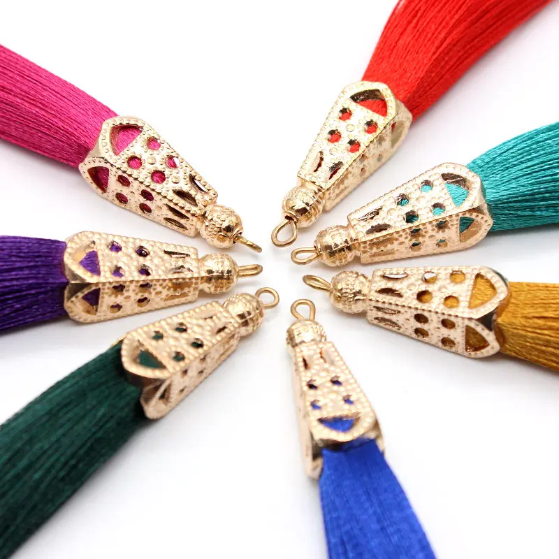 5 шт. Металлические колпачки кисточки из ледяного шелка и полиэстера аксессуары