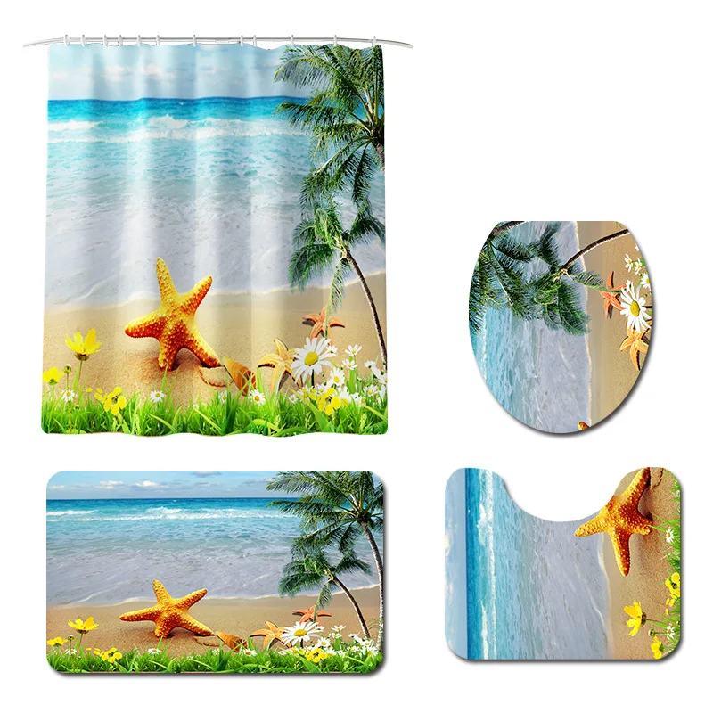 Seaview природный пейзаж Морская звезда 3D занавеска для душа s полиэстер моющаяся