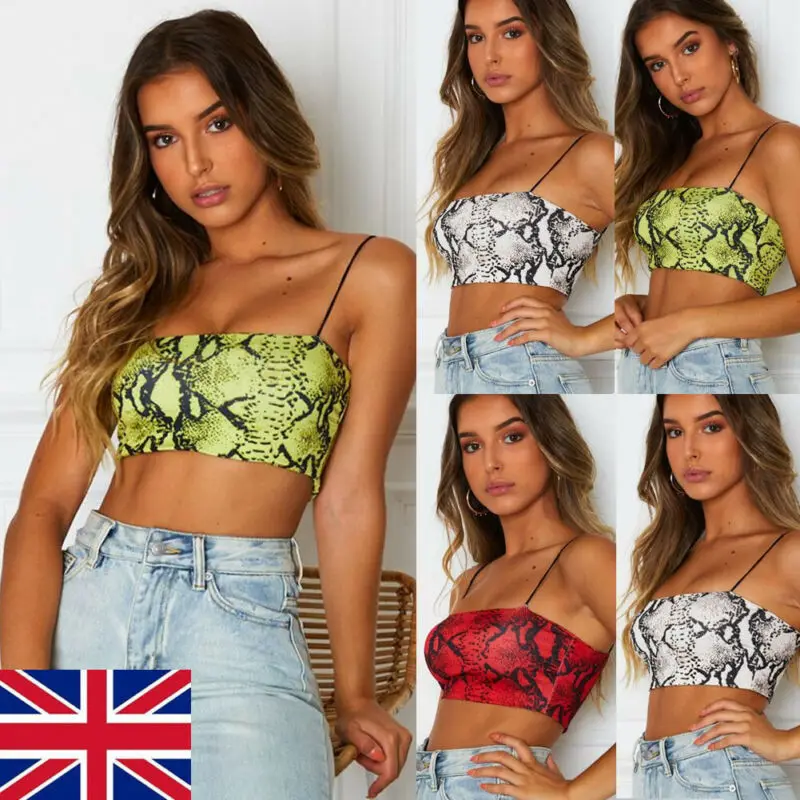 Женские сексуальные укороченные топы без рукавов футболка с принтом змеиной