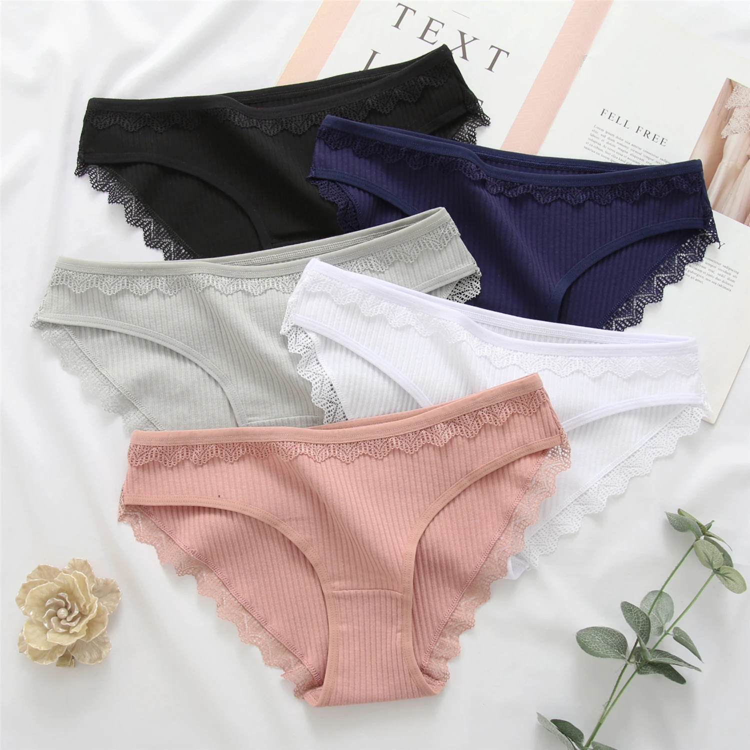 3PCS/lot Cotton Sexy Panty Briefs Lace Panties Women Underwear  for Female Ladies Woman Comfortable Sexy Low-Rise Girl Briefs