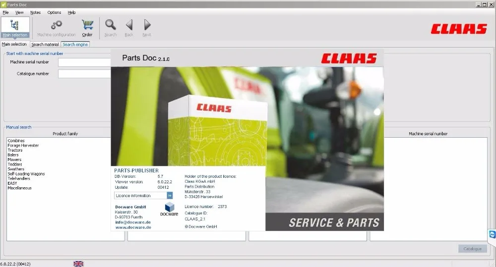Для сельскохозяйственных принадлежностей CLAAS Parts Doc 2 2020|claas parts|docclaas |